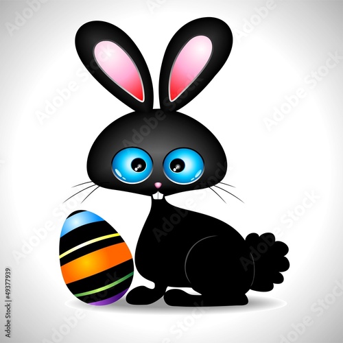 Easter Rabbit Cartoon with Egg-Coniglietto con Uovo Colorato
