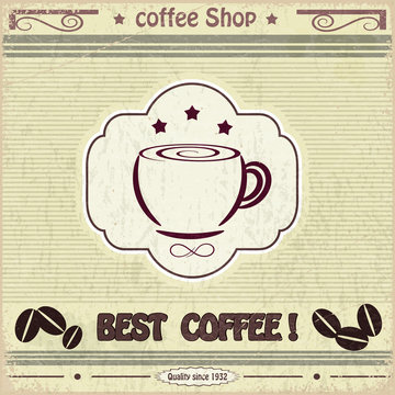 Vintage label coffee shop