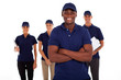 © michaeljung - african american technical service worker and team