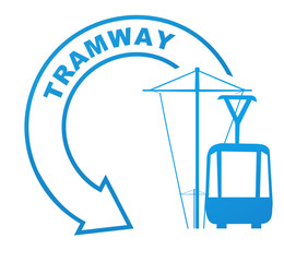 Poster - tramway sur symbole bleu