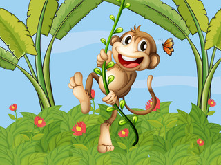 Sticker - A hanging monkey