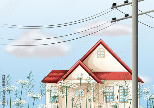 Foto-Flächenvorhang ohne Schienensystem - A red color roof house (von GraphicsRF)