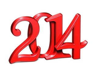 Aufkleber - 3D Year 2014 on white background