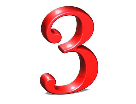 3D Set red number on white background