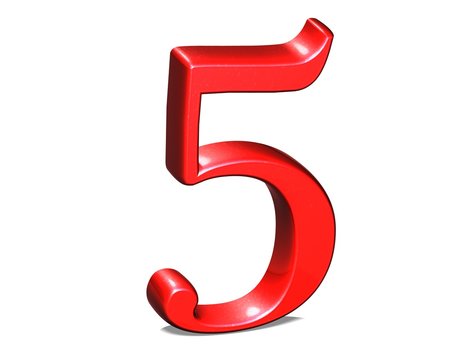 3D Set red number on white background