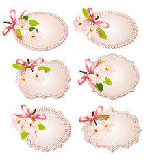 Poster - Spring cards with blossoming tree brunch with spring flowers. Ve