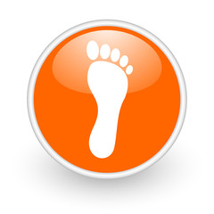 Poster - footprint orange circle glossy web icon on white background