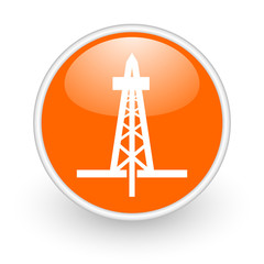 Poster - drilling orange circle glossy web icon on white background