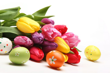 Poster - Easter eggs with tulips