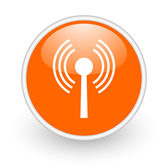 Poster - wifi orange circle glossy web icon on white background