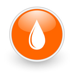 Poster - water drop orange circle glossy web icon on white background