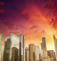 Wall Mural - Beautiful skyline of Chicago Buildings and Skyscrapers, Illinois