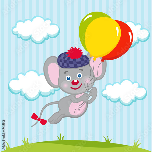 Foto-Fußmatte - Mouse in balloons (von nataka)