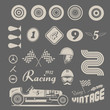 Vector icons of vintage car racing
