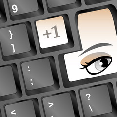 Poster - Computer keyboard with woman eye on key