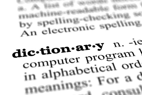 dictionary word from a free dictionary, close up