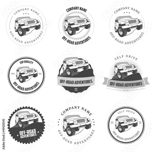 Fotografia  Monochrome off-road adventures labels and badges