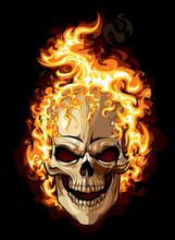 Burning Skull On Black Background