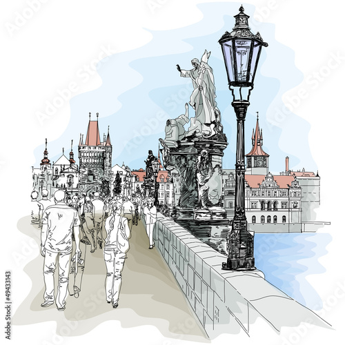 Naklejka - mata magnetyczna na lodówkę Charles Bridge - Prague, Czech Republic