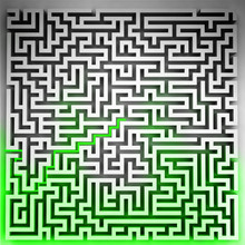 Green Way Solution At Three Dimensional Maze Top View