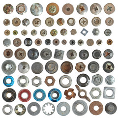 Wall Mural - screws head nut bolt and washer collection set