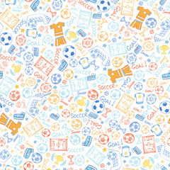 Wall Mural - Soccer Sports Seamless Pattern Vector