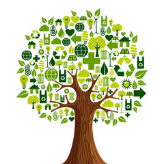 Wall Mural - Go Green icons concept tree