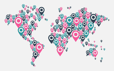 Fototapete - GPS world map concept
