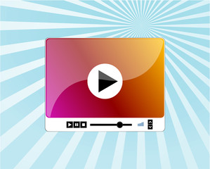 Poster - glass media video player skin on abstract blue background