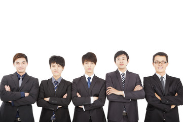 five asian business man standing together