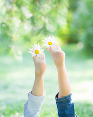 Sticker - Children`s feet with flowers