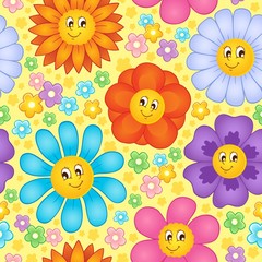 Wall Mural - Seamless background flower topic 1