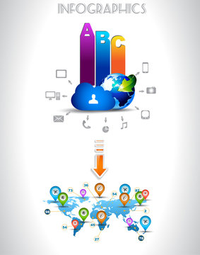 Infogarphics elements: technology and Clouds