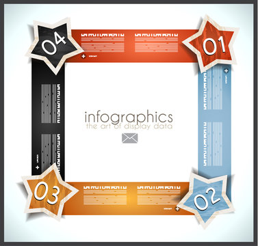 Infographic design template with paper tags