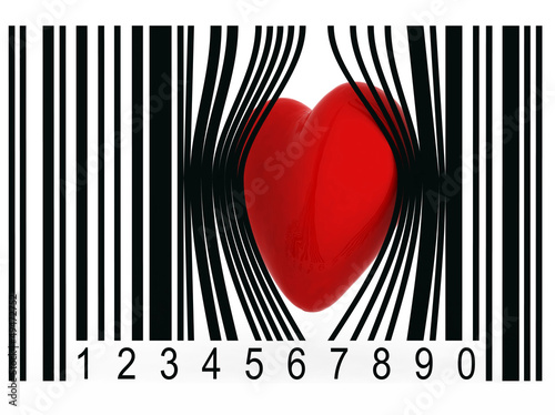 Tapeta ścienna na wymiar heart that gets out from a bar code