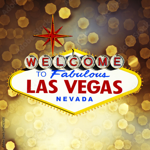 Naklejka na drzwi Welcome To Las Vegas neon sign