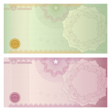 Voucher (coupon,certificate) Template With Guilloche Pattern