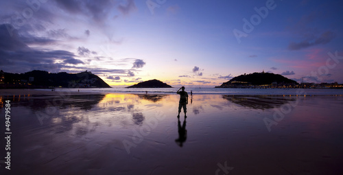 Fotografie, Tablou  Sunset in the bay of La Concha, Donostia, Gipuzkoa