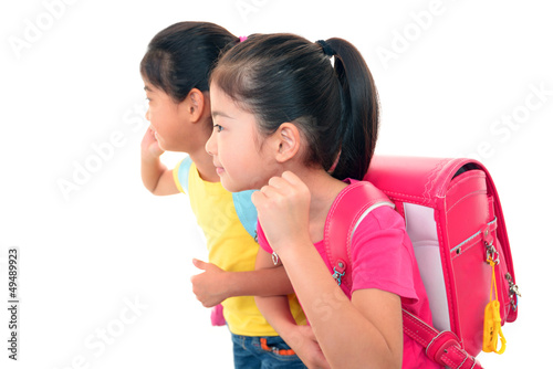 通学途中の二人の女の子stock Photo Adobe Stock