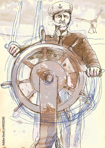 Fototapeta na wymiar sea captain - a hand drawn illustration converted into vector