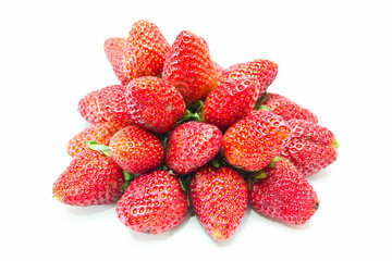 Wall Mural - strawberries placed on a white background