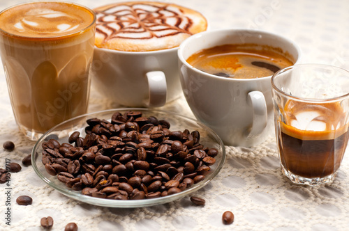 Fototapeta na wymiar selection of different coffee type