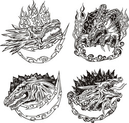 Wall Mural - Decorative templates with dragon heads