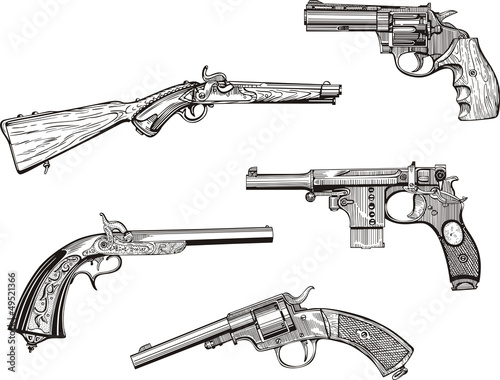 Fotografía Set of old revolvers and pistols