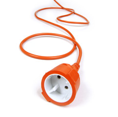 orange extension cord on white background