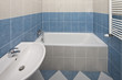 Blue bathroom with bathtub