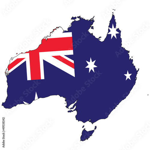 Fototapeta na wymiar Country outline with the flag of Australia