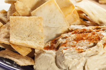 Wall Mural - Homemade Crunchy Pita Chips with Hummus