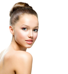 Beauty Teenage Girl Portrait isolated on a White Background