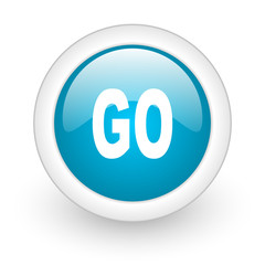 Aufkleber - go blue circle glossy web icon on white background